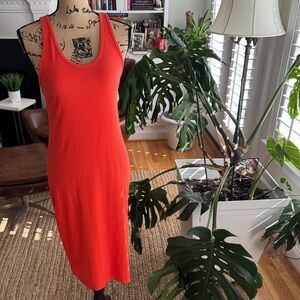Wild Fable Bright Orange Sleeveless Midi Dress